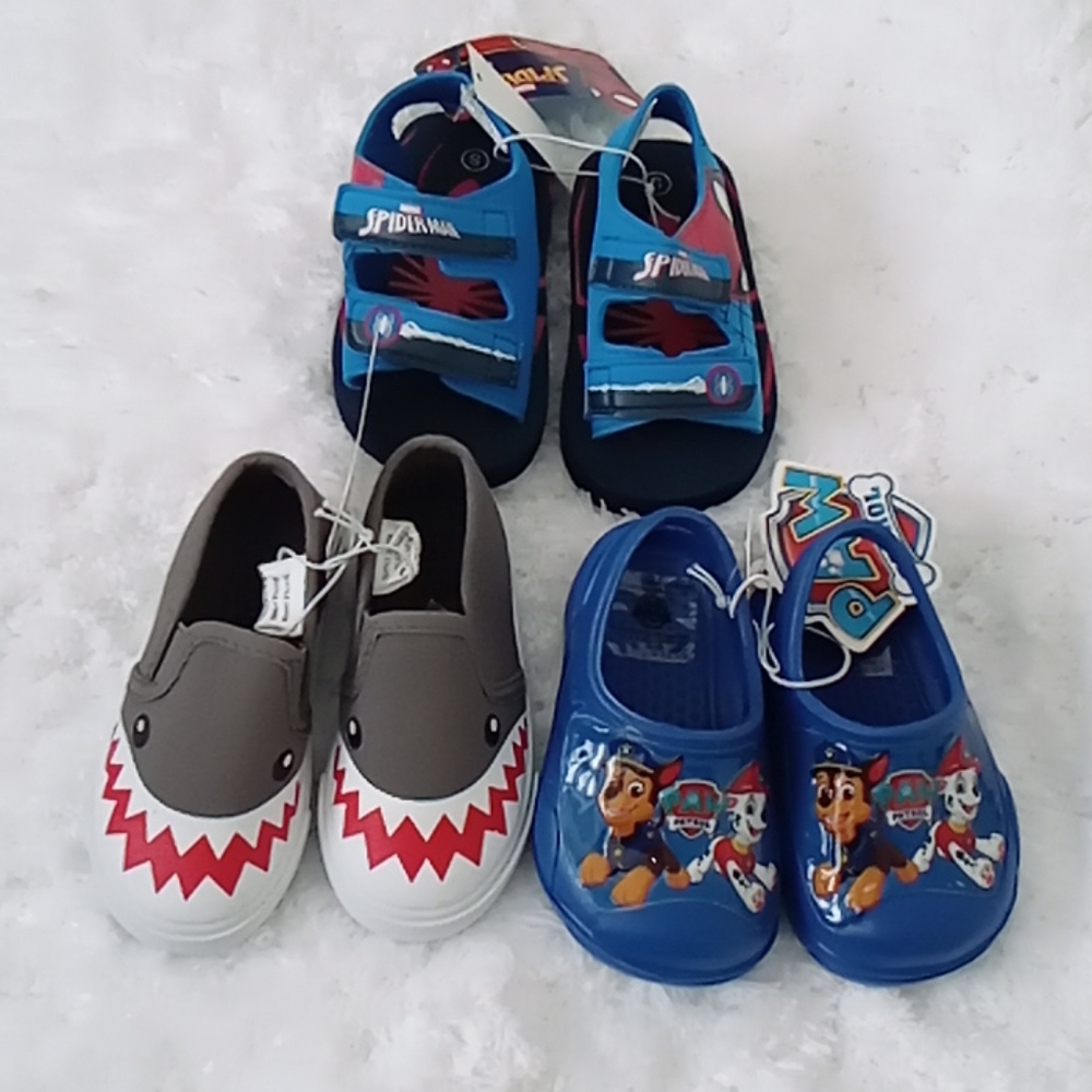 Boys Toddler shoes Lot 3 Paw Patrol & Spiderman